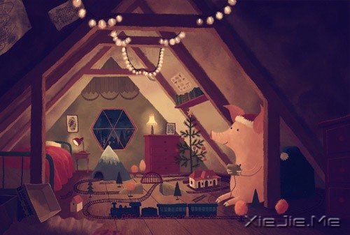 复古而温馨的插画